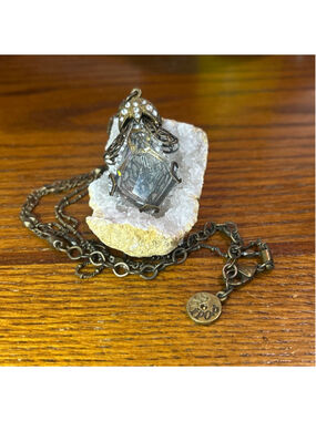 Women's Ollipop Bronze Clear Crystal Pendant Necklace BoHo style 18” plus ext